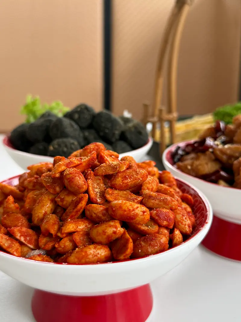 Crispy Mala Glazed Peanuts