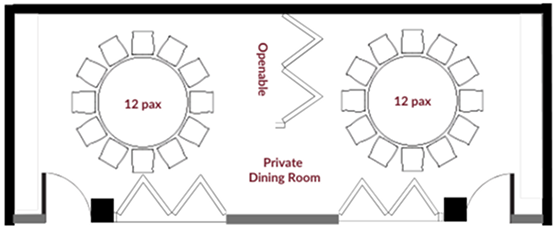 Layout of the 24 pax private dining room